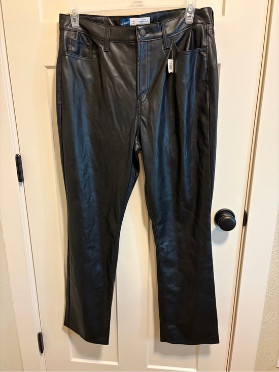 Old Navy Pants - Old Navy Black Faux Leather High Rise Boot-Cut Pants 14 Tall